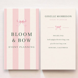 Eventplaner Rosa und Grün gestreifter preppy Bogen Visitenkarte