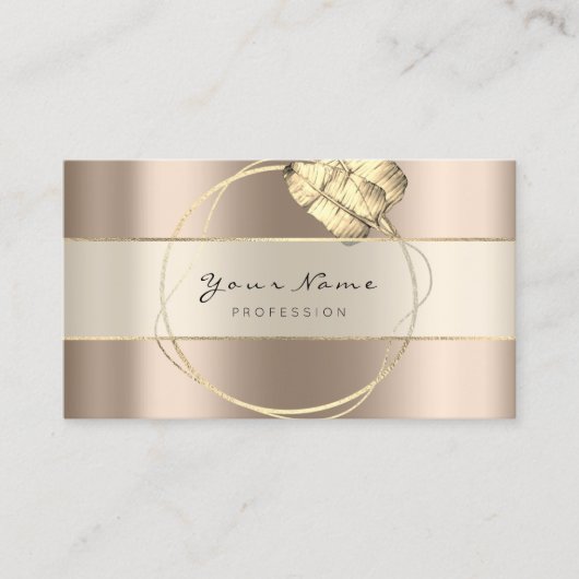 Eventplaner Streifen Gold Elfenbein Creamy Floral Visitenkarte (Vorderseite)