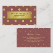 Eventplaner - Trendy Marsala Gold Glitzer Dots Visitenkarte (Vorne/Hinten)