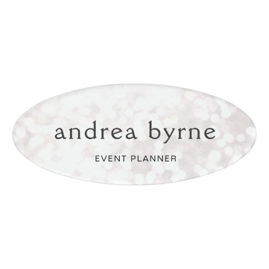 Eventplaner White Bokeh Glitzer Namenschild (Vorderseite)