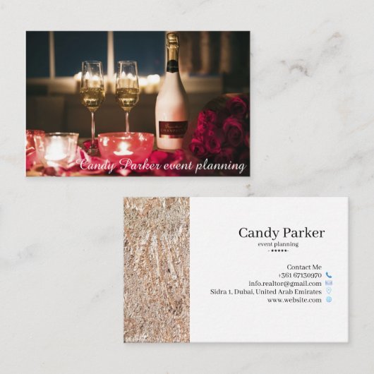 Eventplanung Sparkling Wine Macro Visitenkarte (Vorne/Hinten)