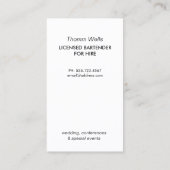 Events Barkeeper Martini Visitenkarte (Rückseite)