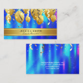 Events Party Balloons | Confetti Blue Abstrakt Visitenkarte (Vorne/Hinten)