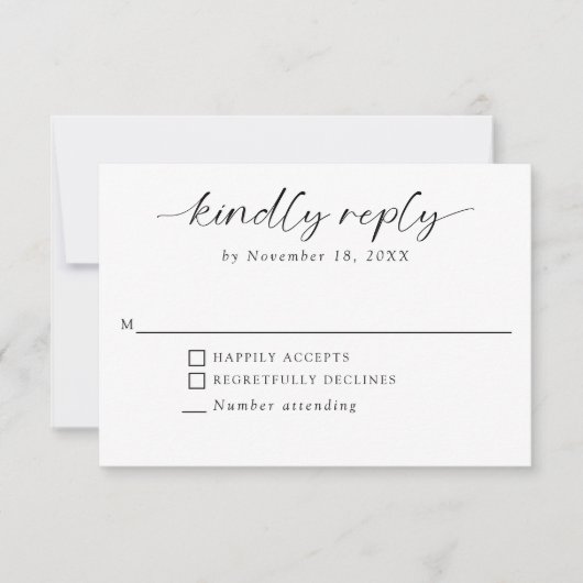 Ever after Wedding Minimal Script Kindly Antwort (Vorderseite)