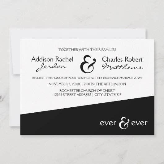 Ever & Ever Black Angle - Einladung zur Hochzeit (Vorderseite)