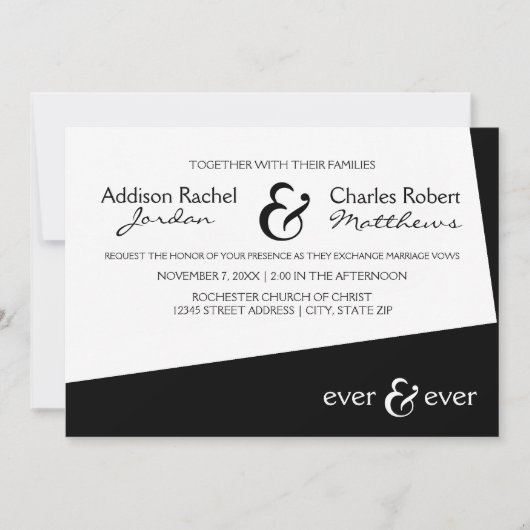 Ever & Ever Black Angle - Einladung zur Hochzeit (Vorderseite)