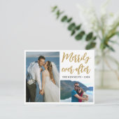 Ever nach 2 Fotos Hochzeitsankündigung Feiertagskarte (Stehend Vorderseite)