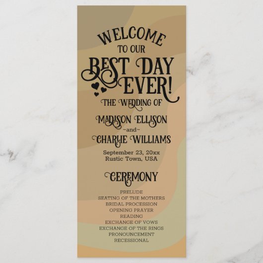 Ever the Earth Retro Wirbel Hochzeit Programm (Vorderseite)