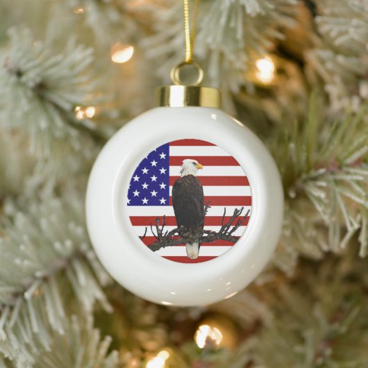 Ever Vigilant Bald Eagle Keramik Kugel-Ornament (Baum)