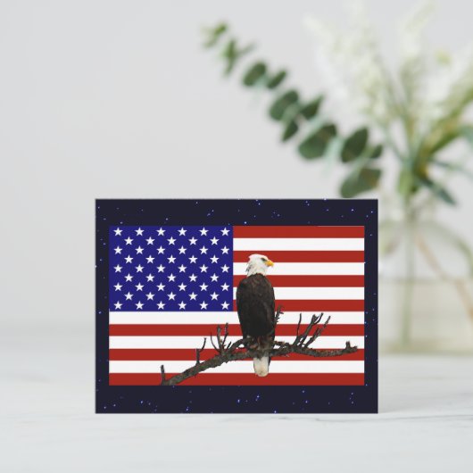 Ever Vigilant Bald Eagle Postkarte (Stehend Vorderseite)