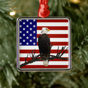 Ever Vigilant Bald Eagle Silbernes Ornament