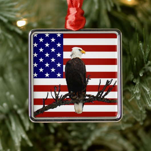 Ever Vigilant Bald Eagle Silbernes Ornament (Baum)