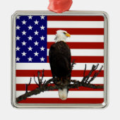 Ever Vigilant Bald Eagle Silbernes Ornament (Vorne)
