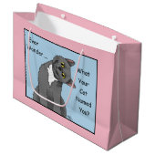 Ever Wonder Neugierig Cat Blue Große Geschenktüte (Vorderseite Schrägansicht)