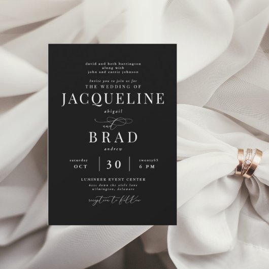 Ever Your Black Elegant Eltern Hochzeit Einladung