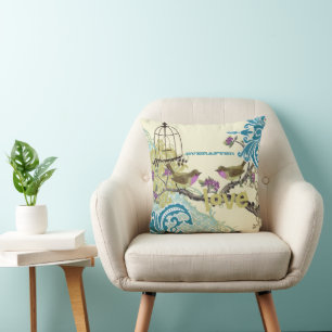 Everafter Braut Teal Lime & Plum Bird Birdcage Kissen