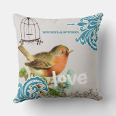 Everafter Bride Aquamarin Coral Gray Niedlich Bird Kissen (Rückseite)