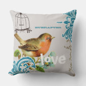 Everafter Bride Aquamarin Coral Gray Niedlich Bird Kissen (Vorderseite)