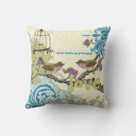 Everafter Bride Aquamarin Limon & Plum Bird Birdca Kissen (Rückseite)