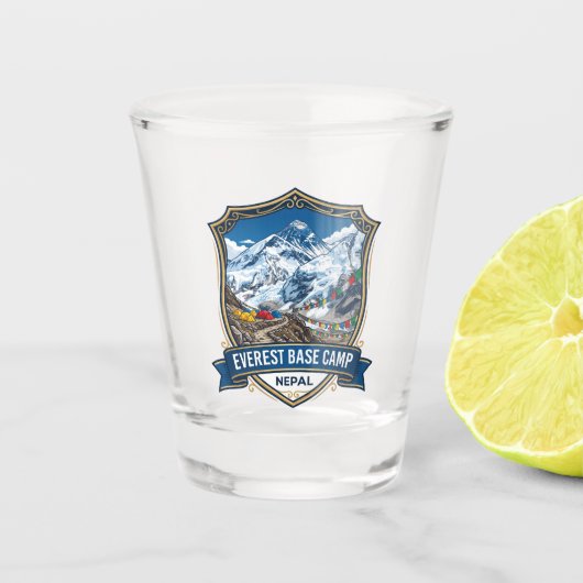 Everest-Basislager Nepal Schnapsglas (Vorderseite)
