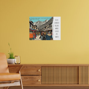 Everest Himalayan Village Market Reise Kunst Poster