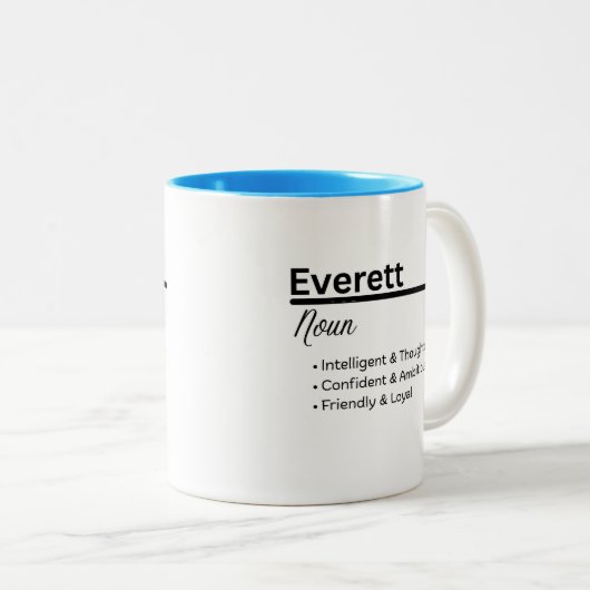 Everett, Boy Personalized Name Mug Zweifarbige Tasse (VorderseiteRechts)