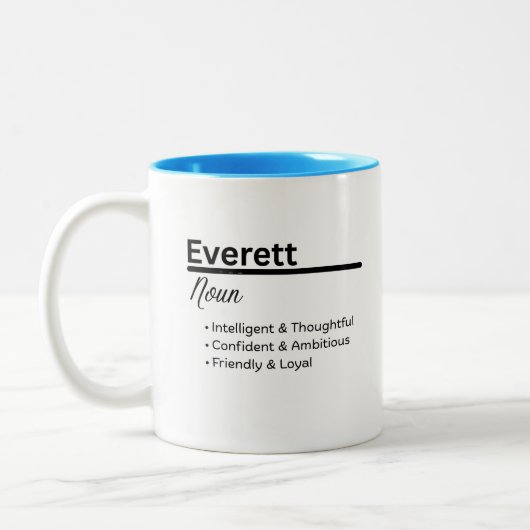 Everett, Boy Personalized Name Mug Zweifarbige Tasse (Links)