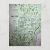 Everett, WA Vintag Map Postkarte (Vorderseite)