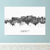 Everett Washington Skyline BW Leinwanddruck (Insitu (Holzboden))