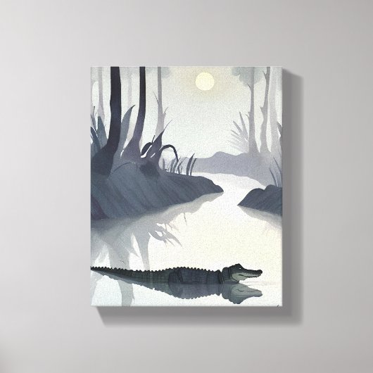 Everglades Alligator | Nationalpark Wasserfarbe Leinwanddruck (Vorderseite)
