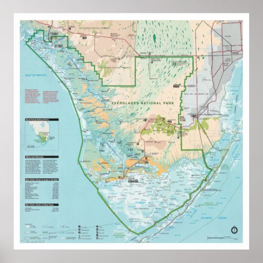 Everglades National Park Map (1996) Southern FL Poster (Vorne)