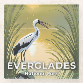 Everglades National Park | Wasserfarben-Storch Glasuntersetzer