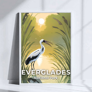 Everglades National Park   Wasserfarben-Storch Poster