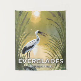 Everglades National Park | Wasserfarben-Storch Wandteppich