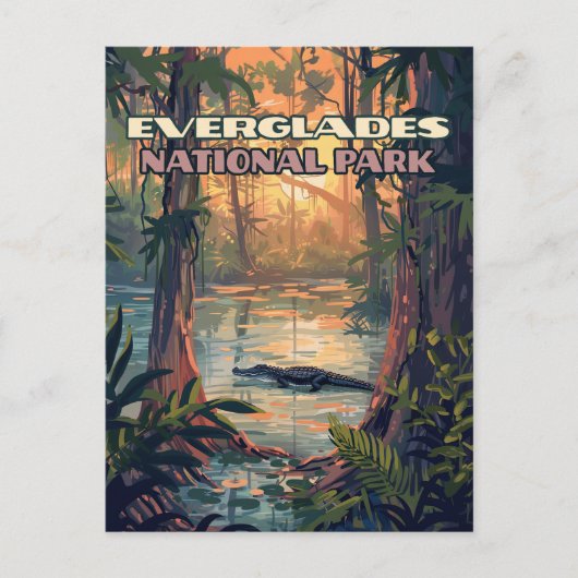 Everglades Nationalpark Alligator Sumpf Florida Postkarte (Vorderseite)