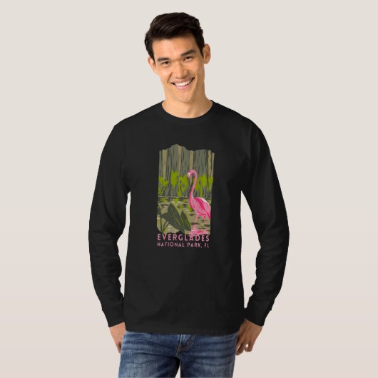 Everglades Nationalpark Flamingo Camping Wandern V T-Shirt (Vorne ganz)