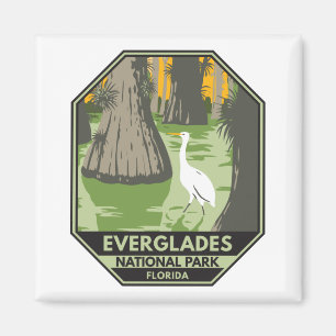 Everglades Nationalpark Florida Egret Vintag Magnet