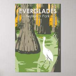Everglades Nationalpark Florida Egret Vintag Poster