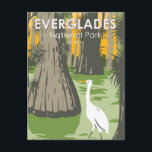 Everglades Nationalpark Florida Egret Vintag Postkarte<br><div class="desc">Everglades Vektorgrafik Design. Der Park besteht aus Mangroven an der Küste,  Sägerwiesen und Kiefernwäldern,  die für Hunderte von Tierarten Zuhause sind.</div>