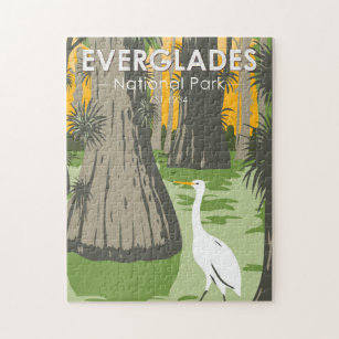 Everglades Nationalpark Florida Egret Vintag Puzzle