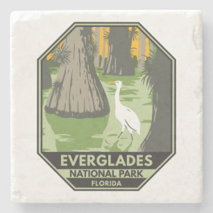 Everglades Nationalpark Florida Egret Vintag Steinuntersetzer