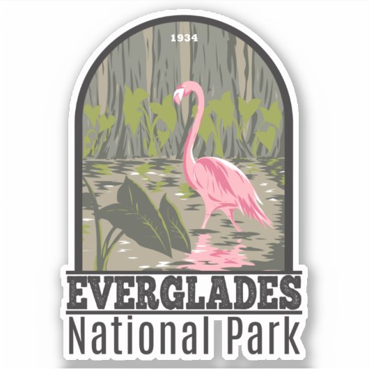 Everglades Nationalpark Florida Flamingo Vintag Aufkleber (Vorderseite)