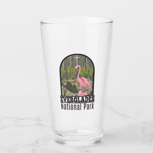 Everglades Nationalpark Florida Flamingo Vintag Glas (Vorderseite)
