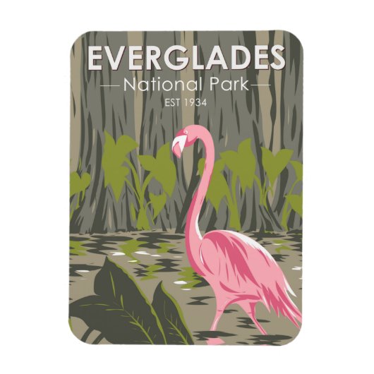 Everglades Nationalpark Florida Flamingo Vintag Magnet (Vertikal)