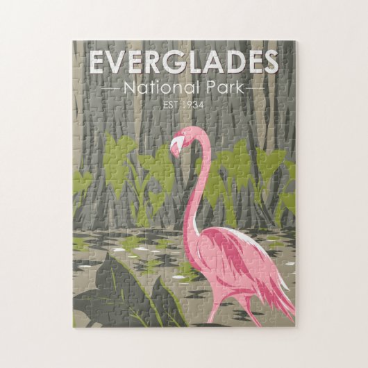 Everglades Nationalpark Florida Flamingo Vintag Puzzle (Vertikal)