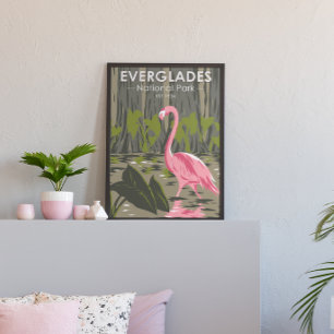 Everglades Nationalpark Florida Flamingo Vintage Poster