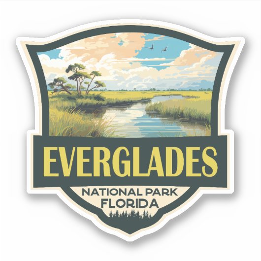Everglades Nationalpark Illustration Aufkleber (Vorderseite)