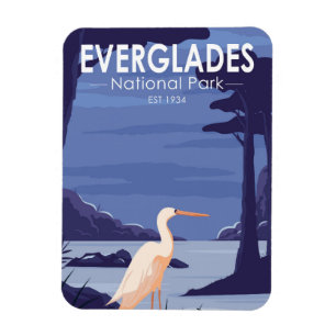 Everglades Nationalpark Nacht Reiher Vintage  Magnet