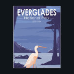 Everglades Nationalpark Night Egret Vintag Postkarte<br><div class="desc">Everglades Vektorgrafik Design. Der Park besteht aus Mangroven an der Küste,  Sägerwiesen und Kiefernwäldern,  die für Hunderte von Tierarten Zuhause sind.</div>