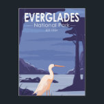 Everglades Nationalpark Night Egret Vintag Postkarte<br><div class="desc">Everglades Vektorgrafik Design. Der Park besteht aus Mangroven an der Küste,  Sägerwiesen und Kiefernwäldern,  die für Hunderte von Tierarten Zuhause sind.</div>